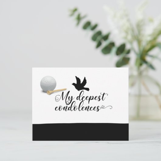 ゴルフ悔やみや弔慰の遺憾の意の投稿 ポストカード (スタンド正面)