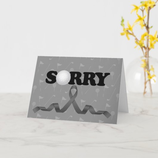 ゴルフ悔やみや弔慰ブラックボウcであなたの損失を申し訳ない カード (黄色い花)