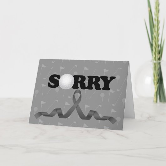 ゴルフ悔やみや弔慰ブラックボウcであなたの損失を申し訳ない カード (正面)