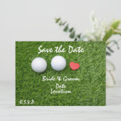 ゴルフ愛のゴルフボールで日付を保存する緑 招待状 (スタンド正面)