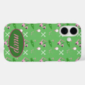 ゴルフ愛好家のためのiPhoneケース - カスタムモノグラムとゴルフカート Case-Mate iPhoneケース (裏面 (横))