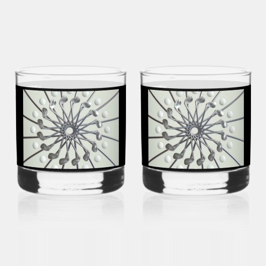 ゴルフ愛好家のプリントされた岩ガラス ウイスキーグラス (裏面)