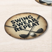 ゴルフ愛好家のモットー：スイング誓いの繰り返し ラウンドペーパーコースター (アングル)