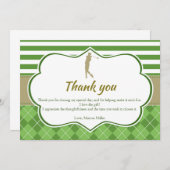 ゴルフ感謝カード 緑 金色 個人名入れ 招待状 (正面/裏面)