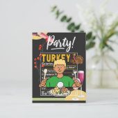 ゴルフ感謝祭ゴルファー食べボールターキーおもしろい ポストカード (スタンド正面)