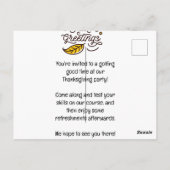 ゴルフ感謝祭ゴルファー食べボールターキーおもしろい ポストカード (裏面)