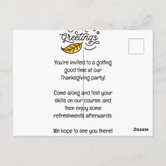 ゴルフ感謝祭ゴルファー食べボールターキーおもしろい ポストカード (裏面)