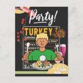 ゴルフ感謝祭ゴルファー食べボールターキーおもしろい ポストカード (正面)