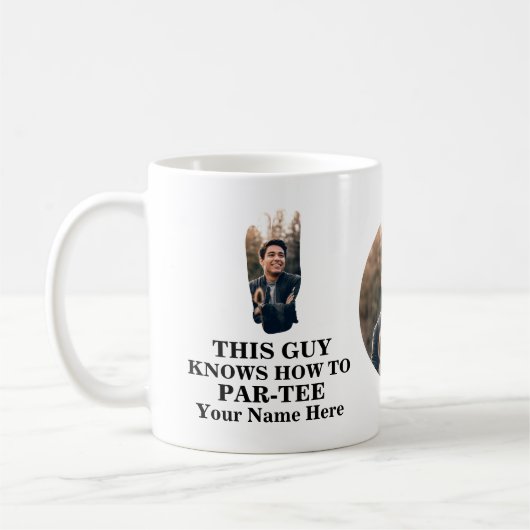 ゴルフ手袋の形状の写真の男はパーの手を知っている コーヒーマグカップ (左)