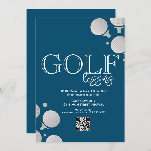 ゴルフ教室アダルトチルドビジネスフライヤー 招待状 (正面/裏面)