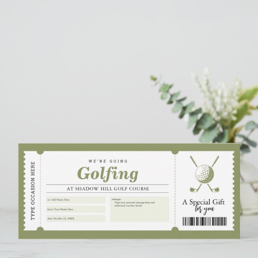 ゴルフ旅行ギフト証明書利用券 招待状 (スタンド正面)