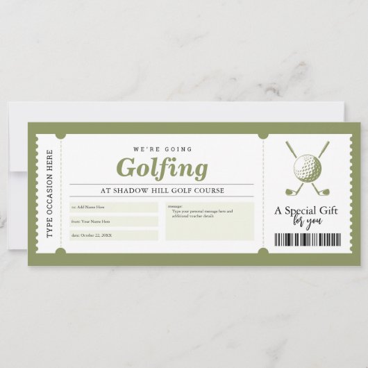 ゴルフ旅行ギフト証明書利用券 招待状 (正面)