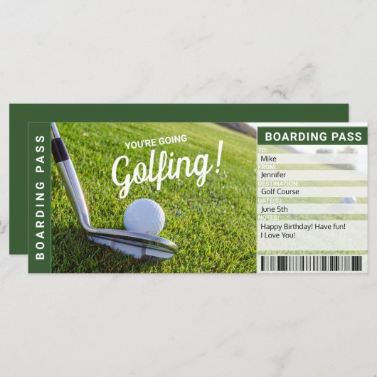 ゴルフ旅行ギフト証明書搭乗券 (正面/裏面)