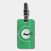 ゴルフ旅行男性ゴルファー男性シルエットグリーンブラック ラゲッジタグ (正面縦)