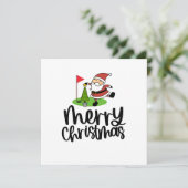 ゴルフ旗とサンタクロースを持つゴルファーのクリスマス シーズンカード (スタンド正面)