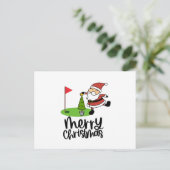 ゴルフ旗とサンタクロースを持つゴルファーのクリスマス シーズンポストカード (スタンド正面)