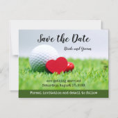 ゴルフ日付を保存するゴルフとハート磁気I マグネット招待状 (正面)