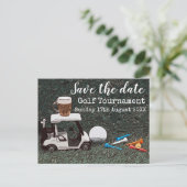 ゴルフ日付を保存するゴルフトーナメントとカートビール 案内ポストカード (スタンド正面)