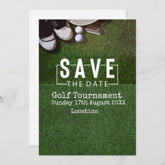 ゴルフ日付を保存するゴルフトーナメントの緑 招待状 (正面/裏面)