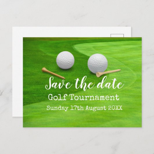 ゴルフ日付を保存するゴルフトーナメントの緑 案内ポストカード (正面/裏面)