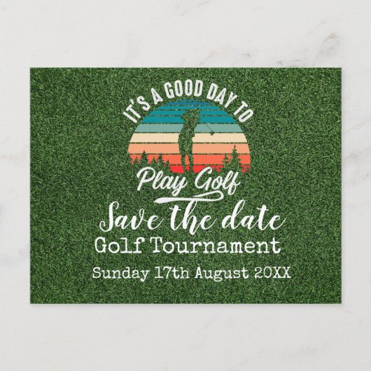 ゴルフ日付を保存するゴルフトーナメントの緑 案内ポストカード (正面)