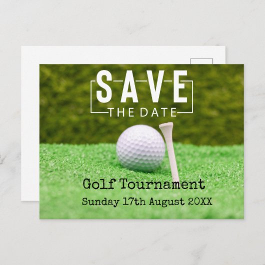 ゴルフ日付を保存するゴルフトーナメントの緑 案内ポストカード (正面/裏面)