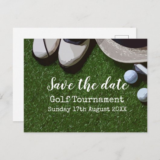 ゴルフ日付を保存するゴルフトーナメントの緑 案内ポストカード (正面/裏面)