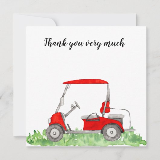 ゴルフ日付を保存ゴルフカートでゴルフトーナメント サンキューカード (正面)
