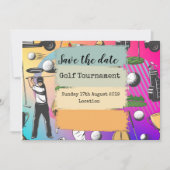ゴルフ日付を保存ゴルフトーナメントカラフル セーブザデート (正面)
