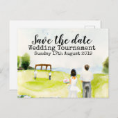 ゴルフ日付を保存ゴルフ結婚のトーナメント 案内ポストカード (正面/裏面)