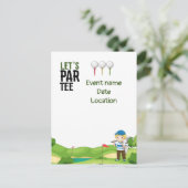 ゴルフ日付を保存レッツパーティー インビテーションポストカード (スタンド正面)