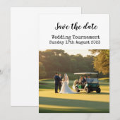 ゴルフ日付を保存Golf 結婚's 招待状 (正面/裏面)