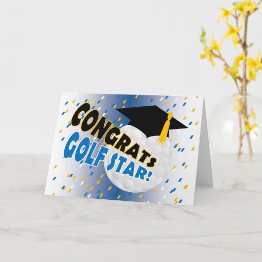 ゴルフ星のための卒業のお祝い カード (黄色い花)