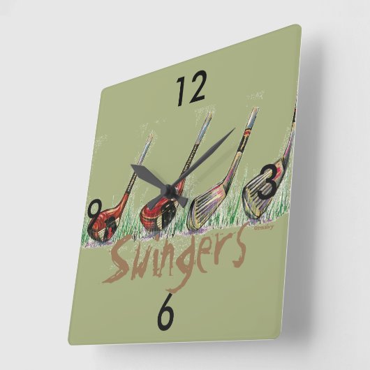 ゴルフ時計 スクエア壁時計 (傾斜)
