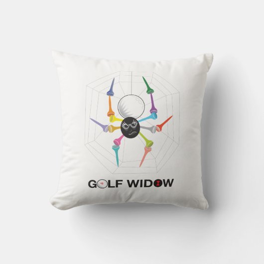 ゴルフ未亡人 ブラックウィドウスパイダーTシャツ クッション (正面)