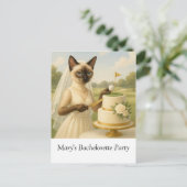 ゴルフ未婚女の子パーティー 猫好きな女性ゴルファー ポストカード (スタンド正面)