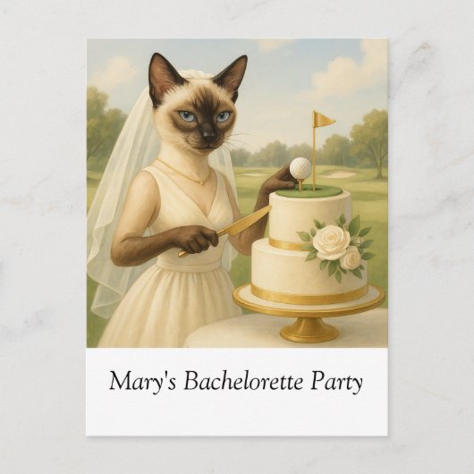 ゴルフ未婚女の子パーティー 猫好きな女性ゴルファー ポストカード (正面)