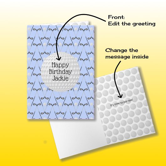 ゴルフ柄カスタムネーム誕生日 カード