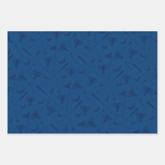 ゴルフ柄ボールTeeクラブフラグモダンおもしろい ラッピングペーパーシート (正面3)