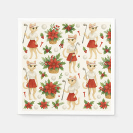 ゴルフ機器をテーマにしたゴルファー・クリスマス スタンダードカクテルナプキン