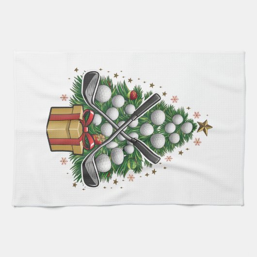 ゴルフ機器クリスマスツリークリスマスゴルフ キッチンタオル (横)