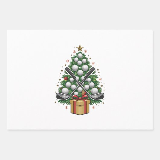 ゴルフ機器クリスマスツリークリスマスゴルフ ラッピングペーパーシート (正面)