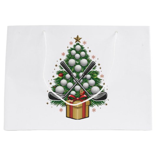 ゴルフ機器クリスマスツリークリスマスゴルフ ラージペーパーバッグ (正面)