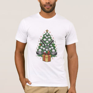ゴルフ機器クリスマスツリークリスマスゴルフ Tシャツ