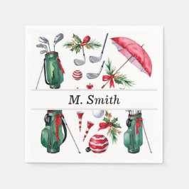 ゴルフ機器クリスマスデコレーションゴルファーパーティー スタンダードカクテルナプキン