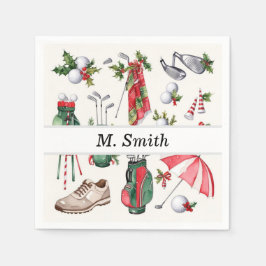 ゴルフ機器クリスマスデコレーションゴルファーパーティー スタンダードカクテルナプキン