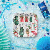 ゴルフ機器クリスマスデコレーションゴルファーパーティー ペーパープレート (パーティー)