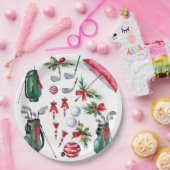 ゴルフ機器クリスマスデコレーションゴルファーパーティー ペーパープレート (パーティー)