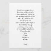 ゴルフ歓迎 ゴルファーのための家 アリゾナカクテル 招待状 (裏面)