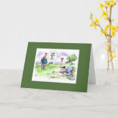 ゴルフ漫画の挨拶状: 今日は素晴らしいです カード (黄色い花)